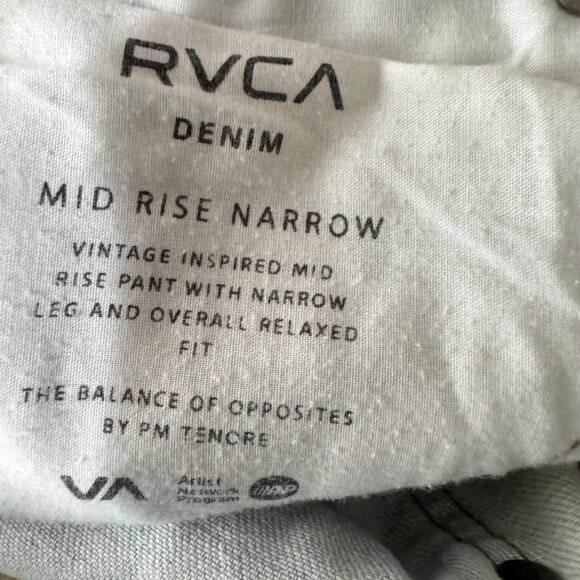 RVCA Women's Jeans Size 27 Denim Mid Rise Narrow Relaxed Fit Distressed - Picture 3 of 8